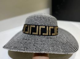 Summer Europe and America Style Letter hats Strips Hand-woven Ladies Straw Hat