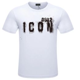 DSQ2 cotton cloth Men's T-shirt summer style white Letter Printing Summer Casual Short Sleeve Crew Neck Versatile Trend T-shirt