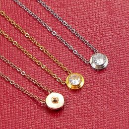 Singel CZ diamond Pendant Rose Gold Silver Colour Necklace for Women Vintage Collar Costume Jewellery no box