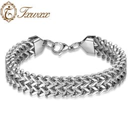Thick Wristband Charming Classic Luxury Cuff Link Metal Silver Bracelets Bnagles For Men Punk Rock Figaro Chain Wrist Band