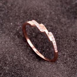 Wedding Rings Rose Gold Color Stainless Steel Crystal Three Square Finger Ring Engagement Woman Party Gift