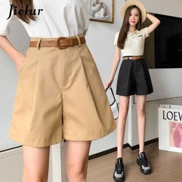 Women's Shorts Jielur High Waist Suit Women Korean Style Black White Khaki Casual Short Female Loose Wide Leg Five-point Y2302