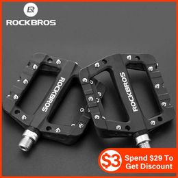 Bike Pedals ROCKBROS Bicycle Pedal Road BMX Mountain Bike Flat Pedals Nylon Multi-Colors MTB Cycling Sports Ultralight Accessories 355g 0208