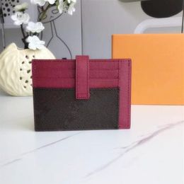 2021 New Luxury Designer New Men Women Fashion Classic Brown Black Plaid Casual Credit Card ID Holder Leather Ultra Slim Wallet Pa241s