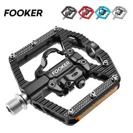 Bike Pedals FK-F156 Self-locking Bike Pedal 3 Bearings Wide Ultralight Anti-slip CNC MTB SPD Pedal Aluminium Alloy Bicycle Pedals 0208