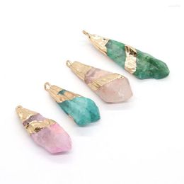 Pendant Necklaces 2pcs/pack Irregular Shaped 4 Colours Crystal Natural Semi-precious Stone Pendants DIY For Making Necklace Earrings
