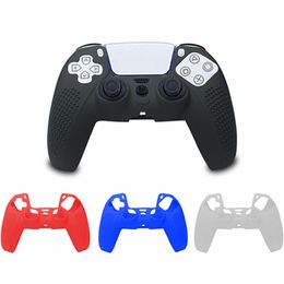 Soft Silicone Case Cover Solid Colour Controller Grip Skin Antislip With Spot For PS5 Playstation 5 Gamepad Joystick