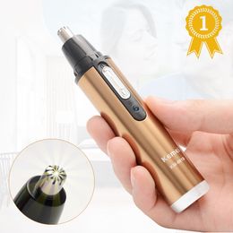 Clippers Trimmers Electric Nose Hair Trimmer Rechargeable Professional Fashion Champagne Color Nose Hair Clipper Men Women Ear Hair Trimmer Brand 230208