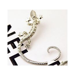 Clip-On Screw Back Cip On Earrings Fashion Rhinestone Ear Cuff Luxury Elegant Rose Gold Exaggerated Gecko Lizard Stud Drop Deliver Dhxd3