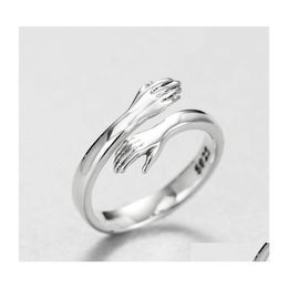 Band Rings Love Embrace Sier Colour Ring Fashion Lady Open Jewellery Gifts For Lovers Drop Delivery Dhumi