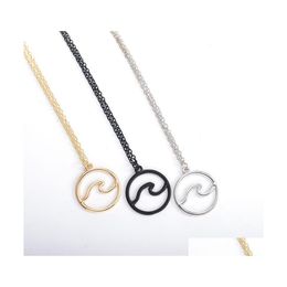 Pendant Necklaces Wave Necklace For Women Wholesale Nautical Jewellery Gift Ocean Sier Colour Simple Beach Drop Delivery Pendants Dhgmo