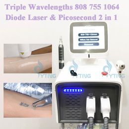 Triple Wavelength 755 808 1064nm Diode Laser Hair Removal Skin Tightening Machine Picoseond Tattoo Removal Pigmentation