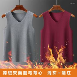 Men's Tank Tops 150KG Plus Size 8XL 7XL Seamless Men's Warm Top Autumn Winter German Fleece Thickened V-Neck Underwear Ves