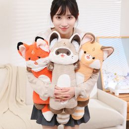 Huggable Cute Cat Fox Plush Doll Soft Long Body Raccoon Pillow Stuffed Toys Kawaii Kids Girls Birthday Xmas Gifts