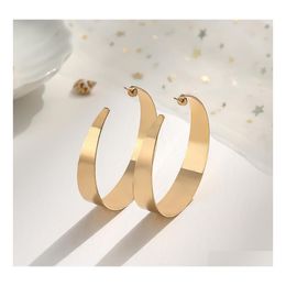 Hoop Huggie Minimalist Gold Metal Large Circle Geometric Round C Shape Earrings For Women Girls Jewellery Gifts Drop Delivery Dhife