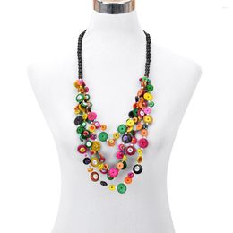 Pendant Necklaces 2023 Fashion Exaggerated Long Necklace Colour Coconut Shell Beads Woven Bohemian Female