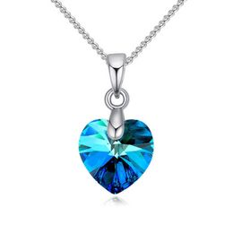 Pendant Necklaces Mini Heart Crystals From Swarovski for Women Girls Gift Silver Colour Chain Kids Jewellery Decorations263k