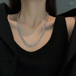 Chains Simple Punk Streetwear Silver Colour Stainless Steel Chain Necklace For Women Men Collares Vintage Neck Jewellery Friends Gift C316