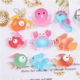 Other 20Pcs Resin Components Mixed Fish Seahorse Crab Octopus Charms Marine Animals Pendants Jewellery Making Accessory Decoration Drop Dhxec
