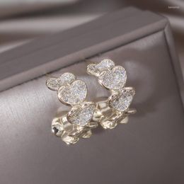 Hoop Earrings South Korea's Ly Designed Fashion Jewelry 14K Gold Plated C-type Love Zircon Elegant Women's Daily Work Accessories