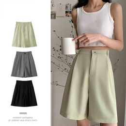 Women's Shorts Fashion Loose High Waist Chiffon Ice Silk Suit Casual Straight A-shaped Wide Leg Five Point Pants Summer Y2302