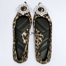 Dress Shoes Shoes Woman Flats Print Casual Female Sneakers Autumn Crystal Pointed Toe Shallow Mouth Dress Fall Ballerinas Rhinestone Leopard T230208