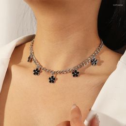 Pendant Necklaces Vintage Black Rose Flower Choker Necklace For Women Clavicle Think Chins Short Punk Collar Jewellery Girls Accessories