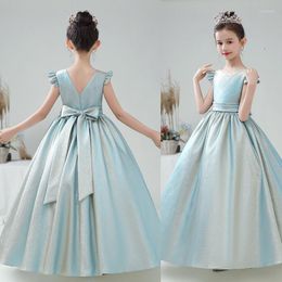 Girl Dresses Girls Birthday Party Pageant Gown 2023 Princess Ball Glitter Satin Flower Dress Junior Bridesmai