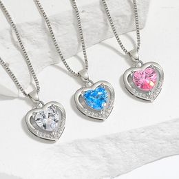 Chains Trendy Heart Shape Pendant Necklace With Cubic Zirconia Jewelry Accessories For Women Wedding Party Engagement Promise Gifts