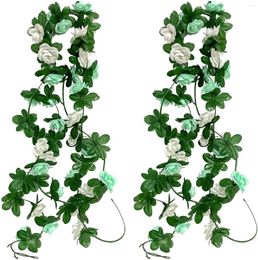 Decorative Flowers 2 Pack 2.5m Artificial Flower Vine Rose Silk Fake Hanging Decoration Garland Vines Used For Party