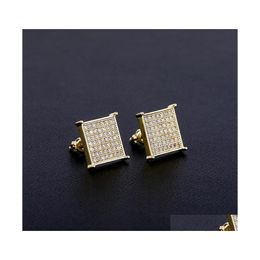 Stud Mens Big Bling Ear Jewelry 3 Colors Screw Back Micro Pave Cz Earring For Men1 596 Q2 Drop Delivery Earrings Dhxmt