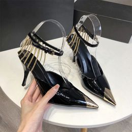 Moda donna tacchi alti scarpe eleganti eleganti sandali designer sandali in pelle di lusso scarpe da donna per la festa nuziale tacco 7 cm