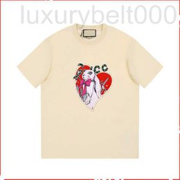 Women's T-Shirt designer Summer new T-shirt trend Love rabbit studded diamond round neck short-sleeved shirt Design sense for men and women 4MJ0