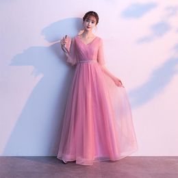 Ethnic Clothing Pink Sexy Sequins Bling Dressses Gown Mesh Perspective Rhinestone Qipao Pleated Bandage Belt Cheongsam Sparkly Banquet Vesti