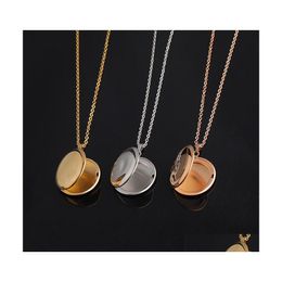 Pendant Necklaces Round Stainless Steel Memory Openging Locket Necklace Family P O Magic Diy Engraveable Jewelry Gift For Baby Drop Dhit6