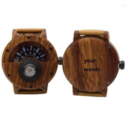 Wristwatches Creative Asian Pear Wooden Men Real Solid Natural Wood Watches Rosewood Male Macho Turtable Compass Wristwatch Relógio