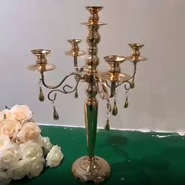 decoration Metal Candle Holder Candlestick Flower Vase Wedding Table Centrepiece 5 arms gold Candelabra Pillar Stand Road Lead Party Decorimake549