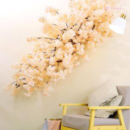 Decorative Flowers 100cm Fake Cherry Blossom Flore Branches Silk Flower Tree Plants Artificial Wedding Background Wall Party Home DIY Decor