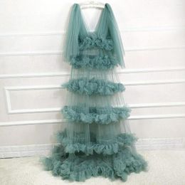 Casual Dresses See Through Tulle Maternity For Women Baby Shows Deep V Neck Robes Formal Wear Birthday Po Shoot Gowns