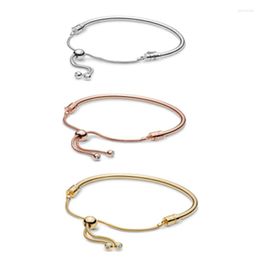 Bracelets Moments Silver Sliding Bangle Bracelet Fashion Rose Golden & Shine Styles Charms Bangles For Women Jewelry