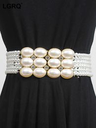 Belts LGRQ 2023 Autumn New Fashion Women's Belt Waist Decoration Solid Diamond Braided Pearls Suspender Accessories Female Tide 19J206 G230207