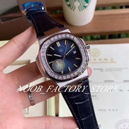 Luxury F Factory 40MM Sports Elegant Series 5711 Cal 324 S C Automatic Movement Blue Leather Strap Long Diamond Bezel Wristwatch M2877