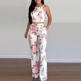 Women's Two Piece Pants Good Women Top Sleeveless Eye-catching Summer Set Wide-leg Milk Silk Trouser Party Favour