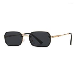 Sunglasses HBK Rectangle Steampunk Men Classic Yellow Gradient Lens Vintage Metal Fashion Small Square Sun Glasses For Women