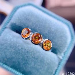 Cluster Rings Vintage Natural Citrine Ring 925 Sterling Silver Inlaid Women's Yellow Gemstones Bridal Wedding Party Jewellery Gift