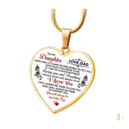 Pendant Necklaces Family Necklace To My Son Daughter Dad Mom Peach Alloy Keychain Love Drop Delivery Jewellery Pendants Dh7K3