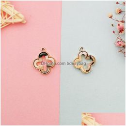 Charms 10Pcs Acrylic Lucky Grass Pendants Fourleaved Clover Alloy Fit Diy Earrings Bracelet Jewellery Accessory Fx401Charms Drop Dhn6E