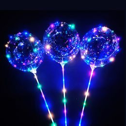 Novelty Lighting Transparent Christmas Led Bobo Balloons Helium Glow Balloon with String Lights for New year friend gift Party Birthday Wedding Decors usalight