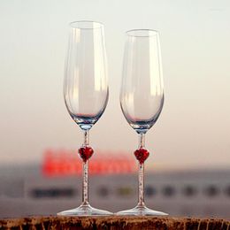 Wine Glasses Creative Light Luxury Champagne Glass Rhinestones Filled With Love Sparkling Goblet Wedding Gift For Couple