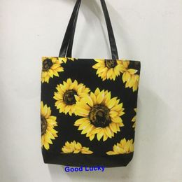 Storage Bags 10pcs/lot Wholesale Blanks Selling Sunflower Tote Bag Polyester Heat Press Women Fashion Handbag